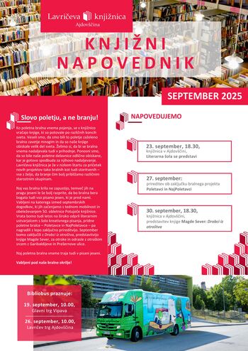 Septembrski knjižni napovednik Lavričeve knjižnice Ajdovščina