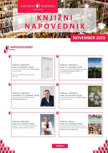 Knjižno bogat november vabi pod okrilje Lavričeve knjižnice