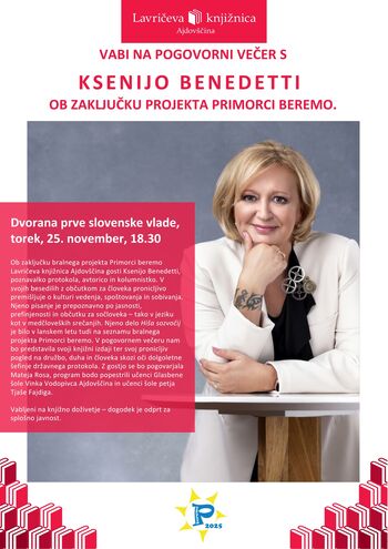 Pogovorni večer s Ksenijo Benedetti. 