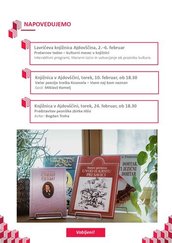 Mesečni napovednik dogodkov Lavričeve knjižnice