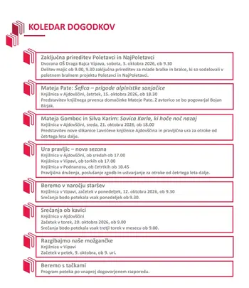 Mesečni napovednik Lavričeve knjižnice Ajdovščina Mesečni napovednik Lavričeve knjižnice Ajdovščina