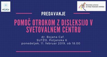 Predavanje Pomoč otrokom z disleksijo v Svetovalnem centru