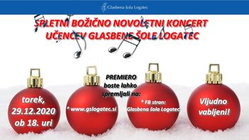 Spletni božično novoletni koncet učencev Glasbene šole Logatec 
