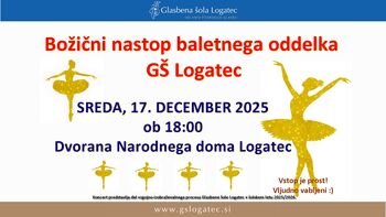Božični nastop baletnega oddelka Glasbene šole Logatec