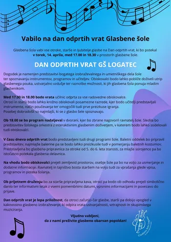 Dan odprtih vrath Glasbene šole Logatec