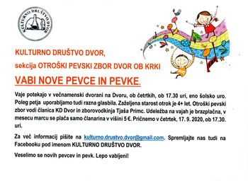 VAJE OTROŠKEGA PEVSKEGA ZBORA DVOR OB KRKI