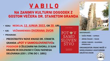 KULTURNI DOGODEK Z GOSTOM VEČERA DR. STANETOM GRANDA