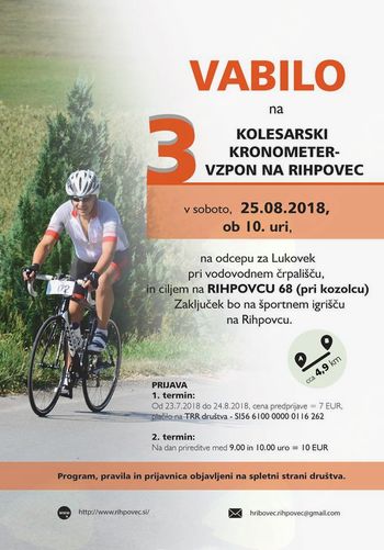 3. KOLESARSKI KRONOMETER- VZPON NA RIHPOVEC