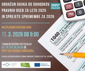 Brezplačno usposabljanje: »Obračun davka od dohodkov pravnih oseb za leto 2025  in sprejete spremembe za 2026«