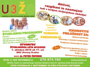 OTVORITEV ŠTUDIJSKEGA LETA 2019/20 UNIVERZE ZA TRETJE ŽIVLJENJSKO OBDOBJE MOCIS