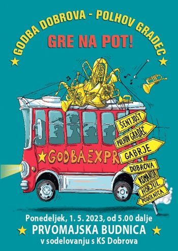 Prvomajska budnica z Godbo Dobrova - Polhov Gradec in horjulskimi mažoretami