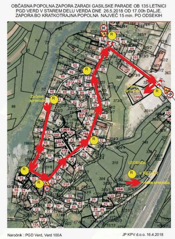 Obvestilo krajanom Verda o začasni prometni ureditvi