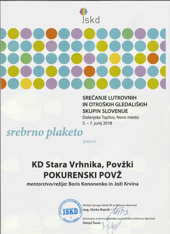 Srebrna plaketa vrhniškim lutkarjem