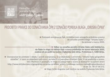 Pridobitev pravice do označevanja čipk z označbo porekla blaga "Idrijska čipka"