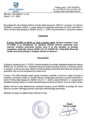 S ponedeljkom ponovno časovno omejeno parkiranje