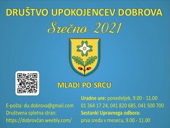 Praznično voščilo Društva upokojencev Dobrova Praznično voščilo Društva upokojencev Dobrova