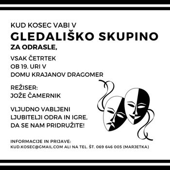 KUD Kosec vabi v gledališko skupino za odrasle