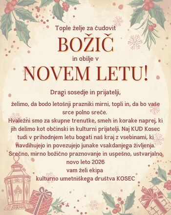 Tople želje za čudovit božič in obilje v novem letu! Tople želje za čudovit božič in obilje v novem letu!