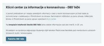 Obvestilo o spletnih straneh z informacijami ter priporočili za zaščito zdravja prebivalcev