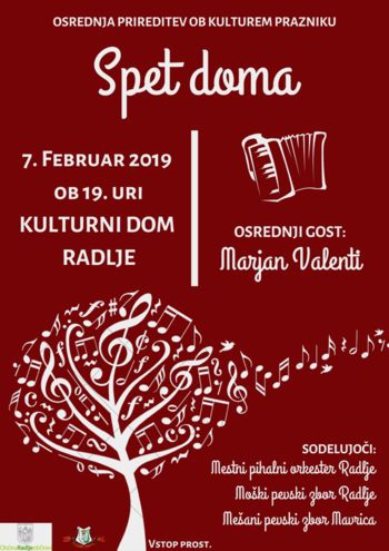 Osrednja prireditev ob kulturnem prazniku - SPET DOMA