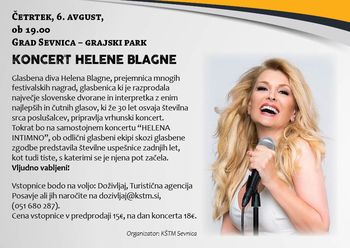 SEVNIŠKO GRAJSKO POLETJE 2020 - koncert Helene Blagne 