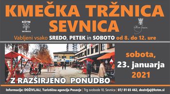 Kmečka tržnica v Sevnici - sobota, 23.1.2021 od 8. do 12. ure, razširjena ponudba 