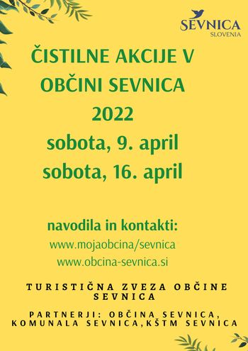 Napovedujemo in vabimo -  spomladanske čistilne akcije 2022 v občini Sevnica
