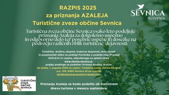 RAZPIS, priznanja AZALEJA Turistične zveze občine Sevnica za leto 2024 