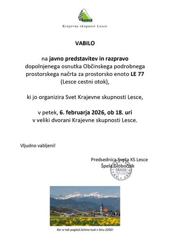 Javna predstavitev in razprava dopolnjenega osnutka OPPN LE 77