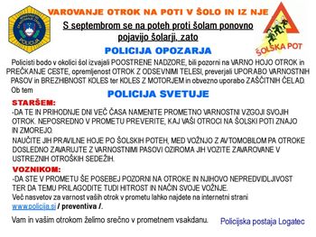 Varovanje otrok na začetku novega šolskega leta Varovanje otrok na začetku novega šolskega leta