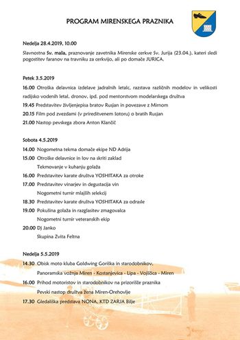 Mirenski praznik 2019- osrednja prireditev