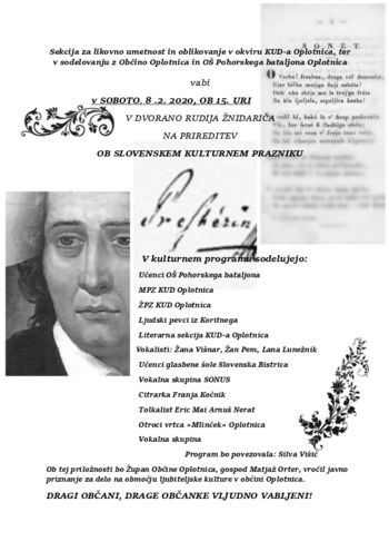 Prireditev ob slovenskem kulturnem prazniku 