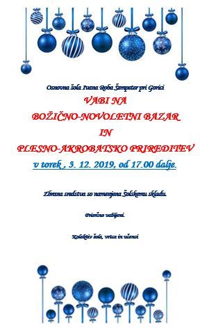 Božično-novoletni Bazar in plesno-akrobatska prireditev