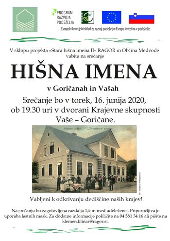 Srečanje "Stara hišna imena" v krajevni skupnosti Vaše - Goričane