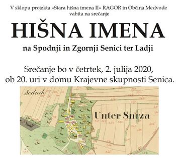 Srečanje "Stara hišna imena" v krajevni skupnosti Senica