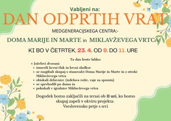 DAN ODPRTIH VRAT Mengeneracijskega centra