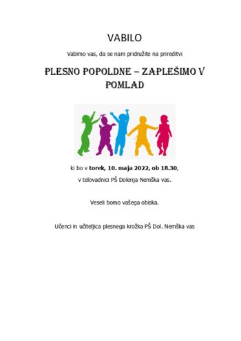 Plesno popoldne - zaplešimo v pomlad