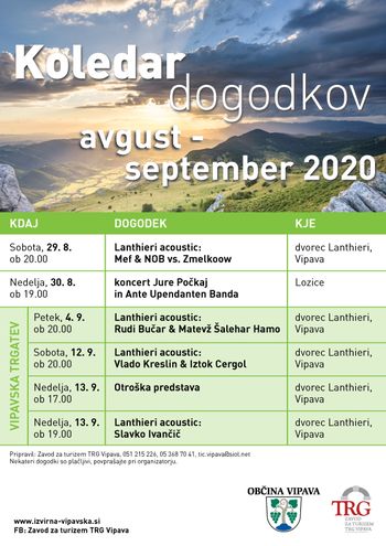 Koledar prireditev Vipava.