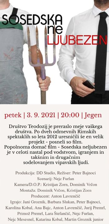 Projekcija slovenskega filma Sosedska (ne)ljubezen na Gočah