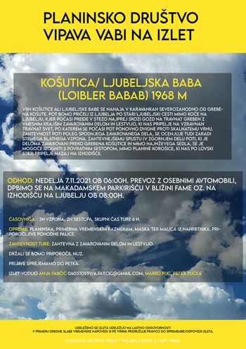 Pohod: Košutica/Ljubeljska baba 1968m