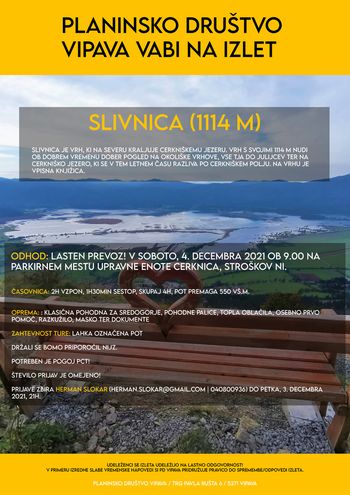  Izlet na SLIVNICO (1114m)