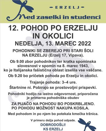 12. POHOD PO ERZELJU IN OKOLICI: Med zaselki in studenci
