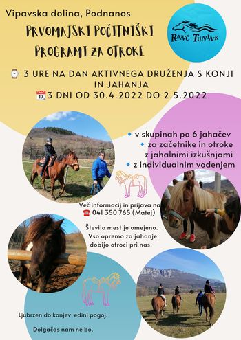 Prvomajski počitniški program za otroke na Ranču Tunink v Podnanosu