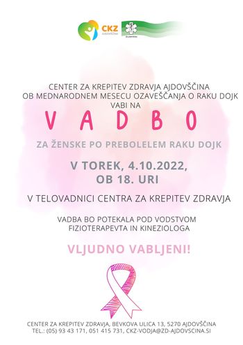 Vadba za ženske po prebolelem raku dojk 