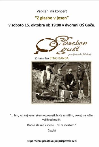Koncert "Z glasbo v jesen" na Gočah