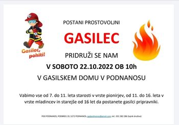 Postani prostovoljni gasilec - PGD Podnanos 