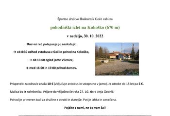 Pohodniški izlet na Kokoško