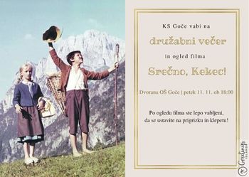Družabni večer in ogled filma Srečno Kekec na Gočah 
