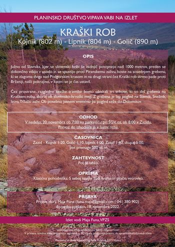 KRAŠKI ROB Kojnik (802m) – Lipnik (804m) – Golič (890m) 