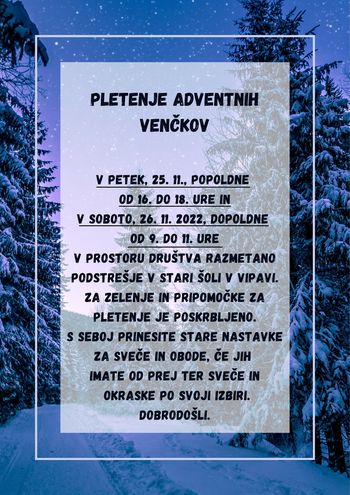 Pletenje adventnih venčkov v Vipavi 